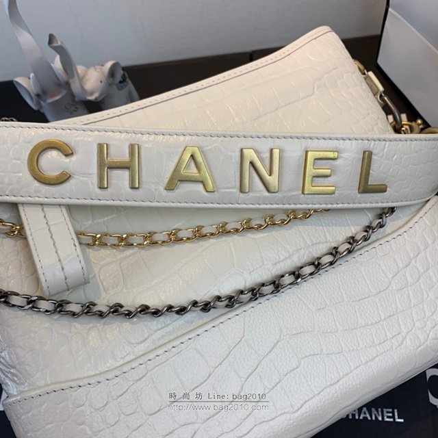 Chanel女包 91810 2019新款 Chanel Gabrielle鱷魚流浪包 皮裹鏈條 香奈爾肩背包 香奈兒流浪包  djc2622